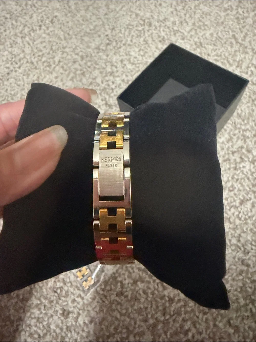 “Preloved” Hermes Clipper TwoTone Watch with Interlocking Links